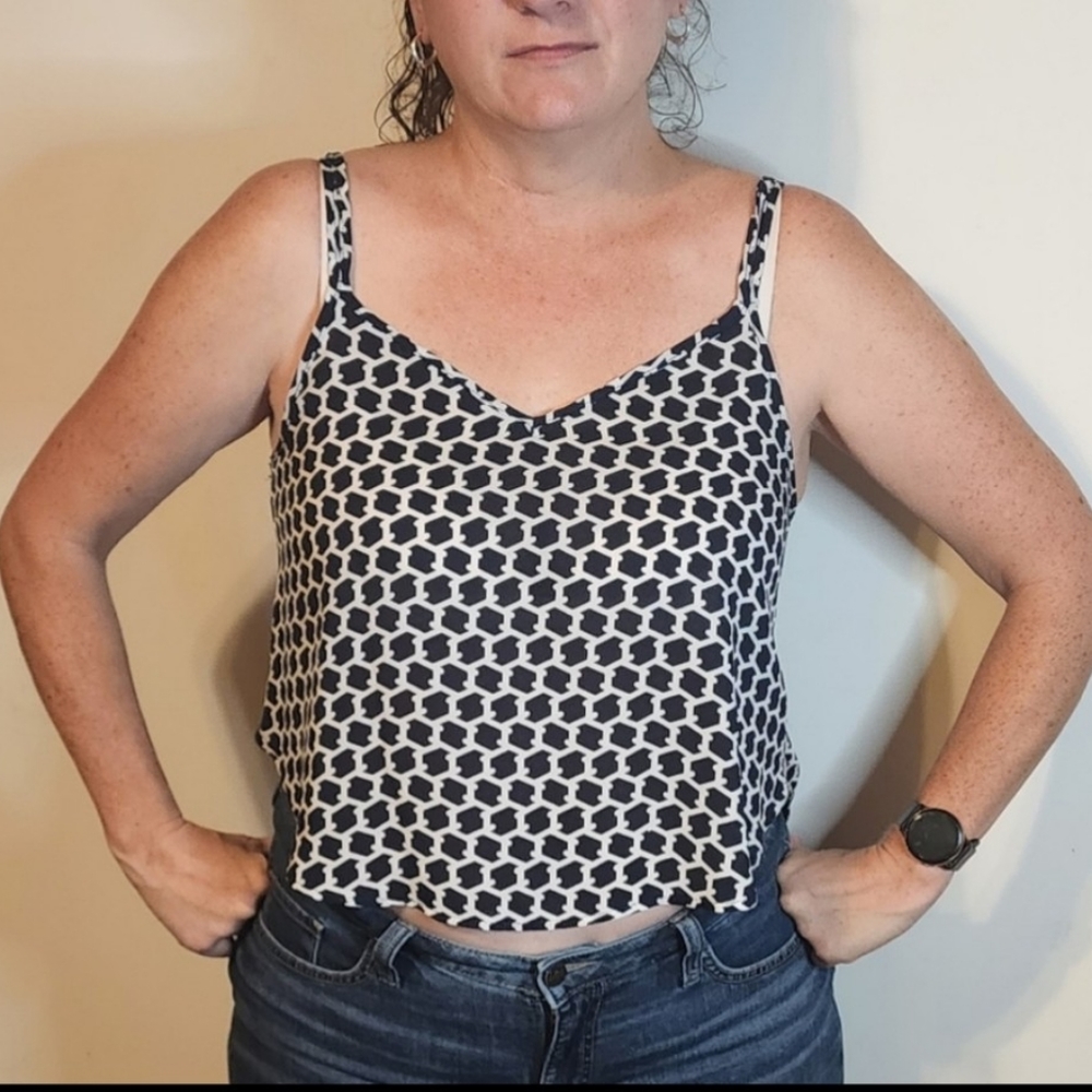Agaci Black and White Strappy Blouse